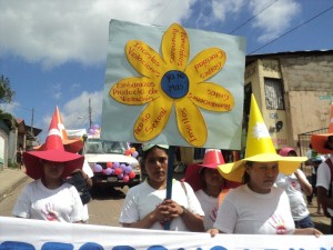 Women from the Waslala Association of Entrepreneurial Women, an AJWS grantee in Nicaragua, rally to end violence against women.