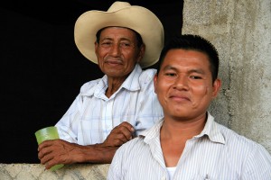 Wilmer Gutiérrez Gómez (right), a leader of AJWS grantee Coordinadora Chorotega, works to defend the land rights of indigenous communities. Photograph by Stefanie Rubin