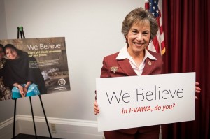 Congresswoman Jan Schakowsky standing up for IVAWA at our congressional reception. Photo credit: Mak Photography