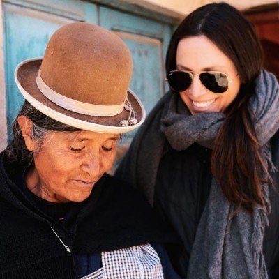 Hannah Skvarla (right) with an artisan from The Little Market.