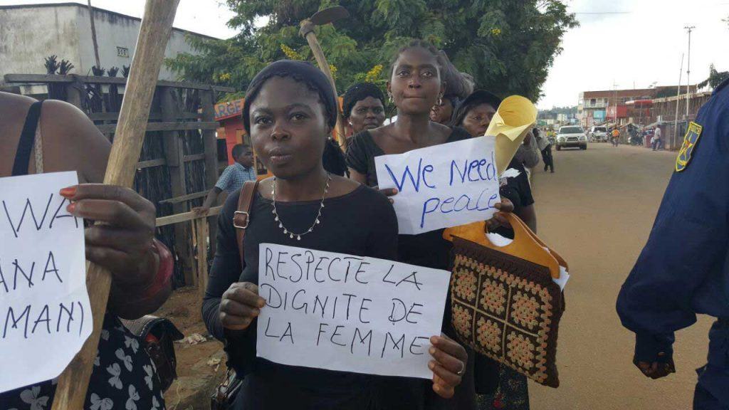 Members of Rien Sans Les Femmes (Nothing Without Women) marching in protest. Photo courtesy of Rien Sans Les Femmes