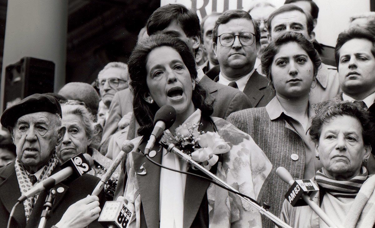 Ruth Messinger announcing her candidacy for Manhattan Borough President in 1989. Photograph by Marty Sonnenfeld