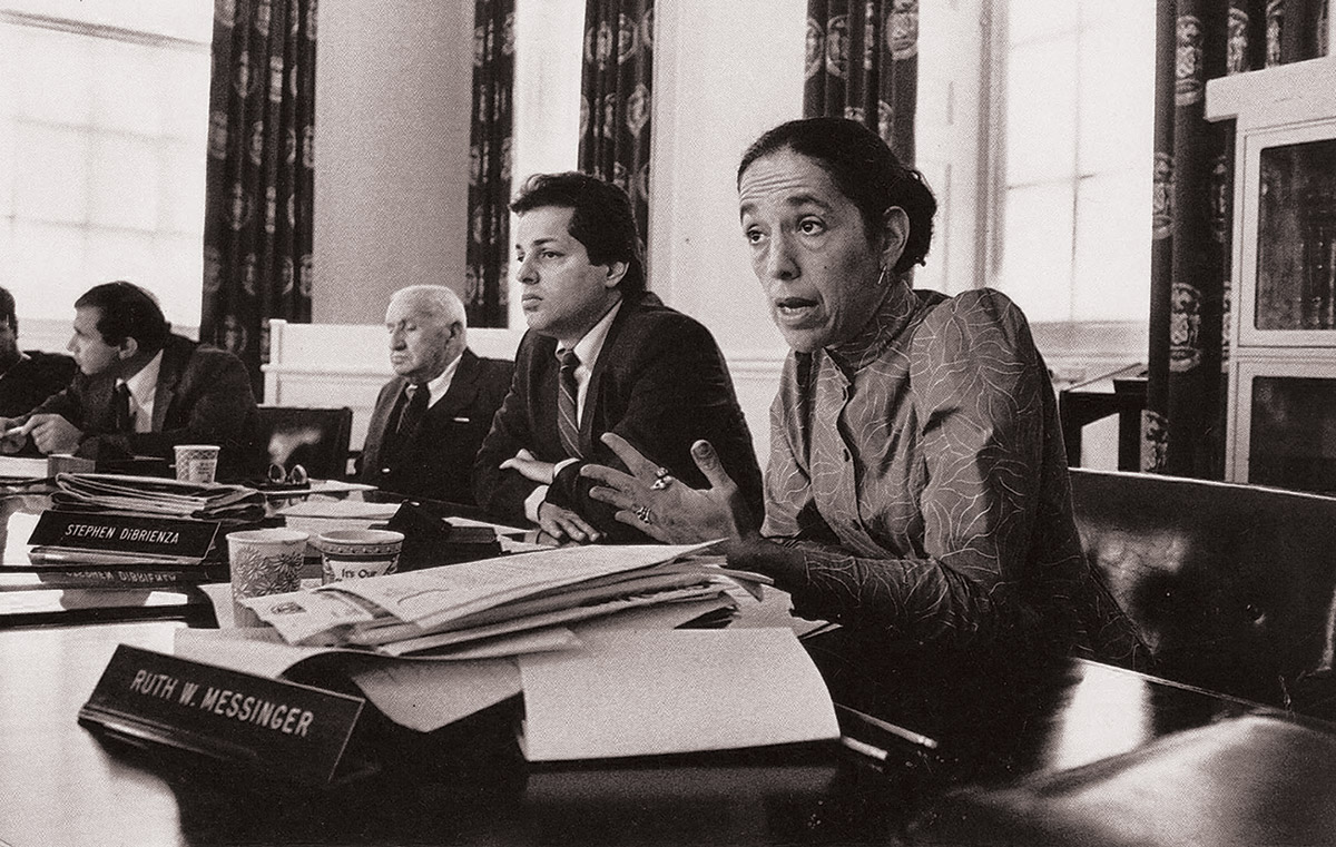 Ruth Messinger at a committee meeting of the New York City Council at City Hall in 1987. Photograph by Arthur Leipzig