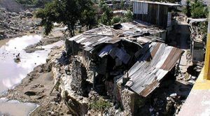 A severely damaged home in Honduras in the aftermath of Hurricane Mitch in 1998. Photograph courtesy of United States Geological Survey 