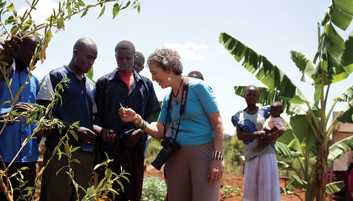 Ruth Messinger meets in 2010 with members of Kilili Self-Help Project, a former AJWS grantee in Kenya that helps small-scale farmers thrive. Photograph by Evan Abramson