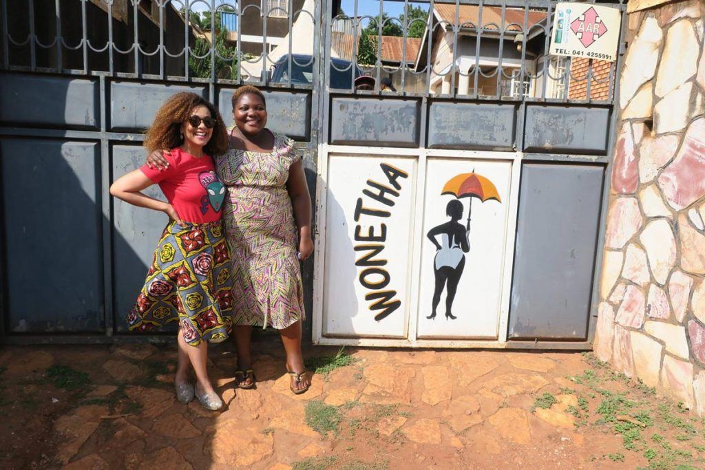 Felicia Horowitz with Daisy from WONETHA in Uganda, 2017.