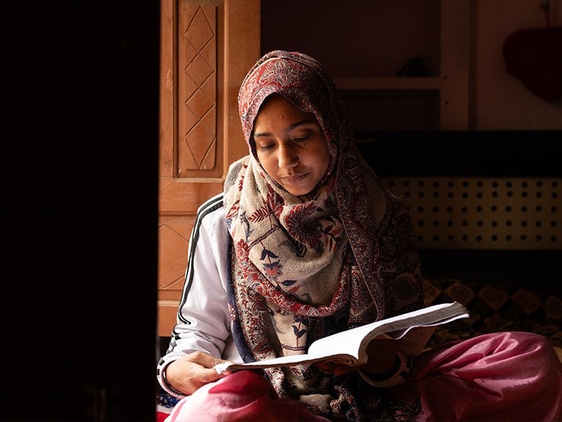 25-year-old Shabnam reading a book