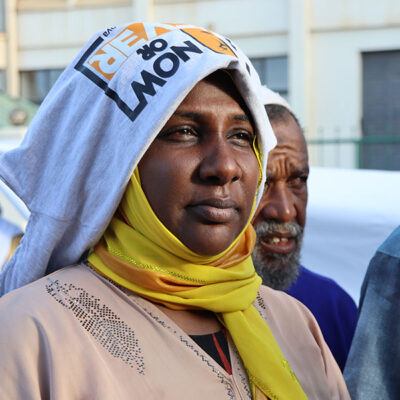 close up of woman at an action