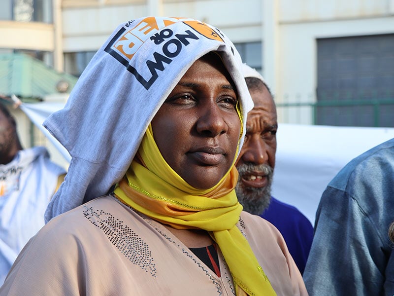 close up of woman at an action