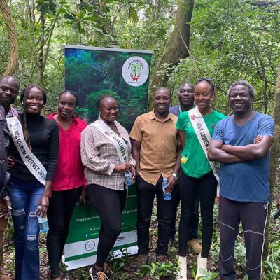 group of people posing outside